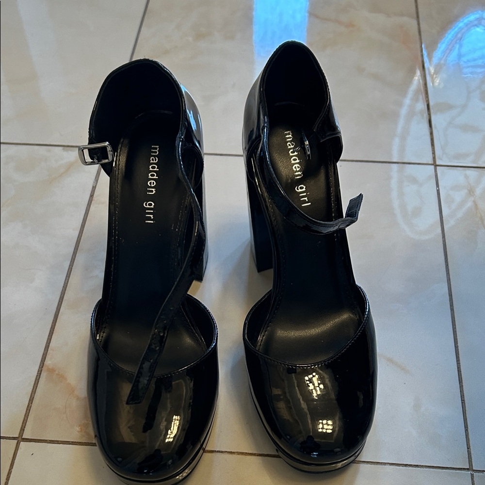 Madden Girl Shiny Black Heels